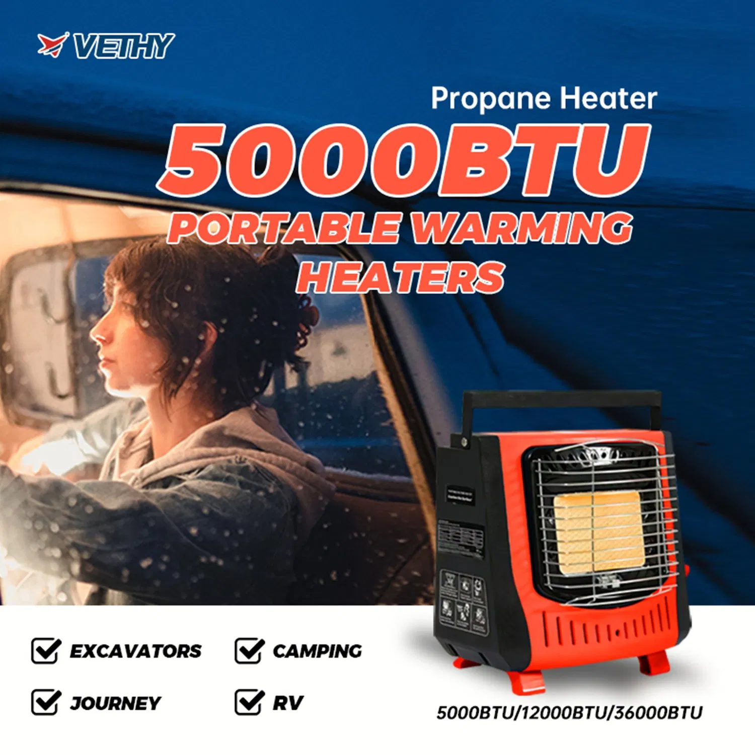 5000 BTU/12000BTU Versatile Propane Heating for Outdoor Adventures: Stay Toasty in The Wild