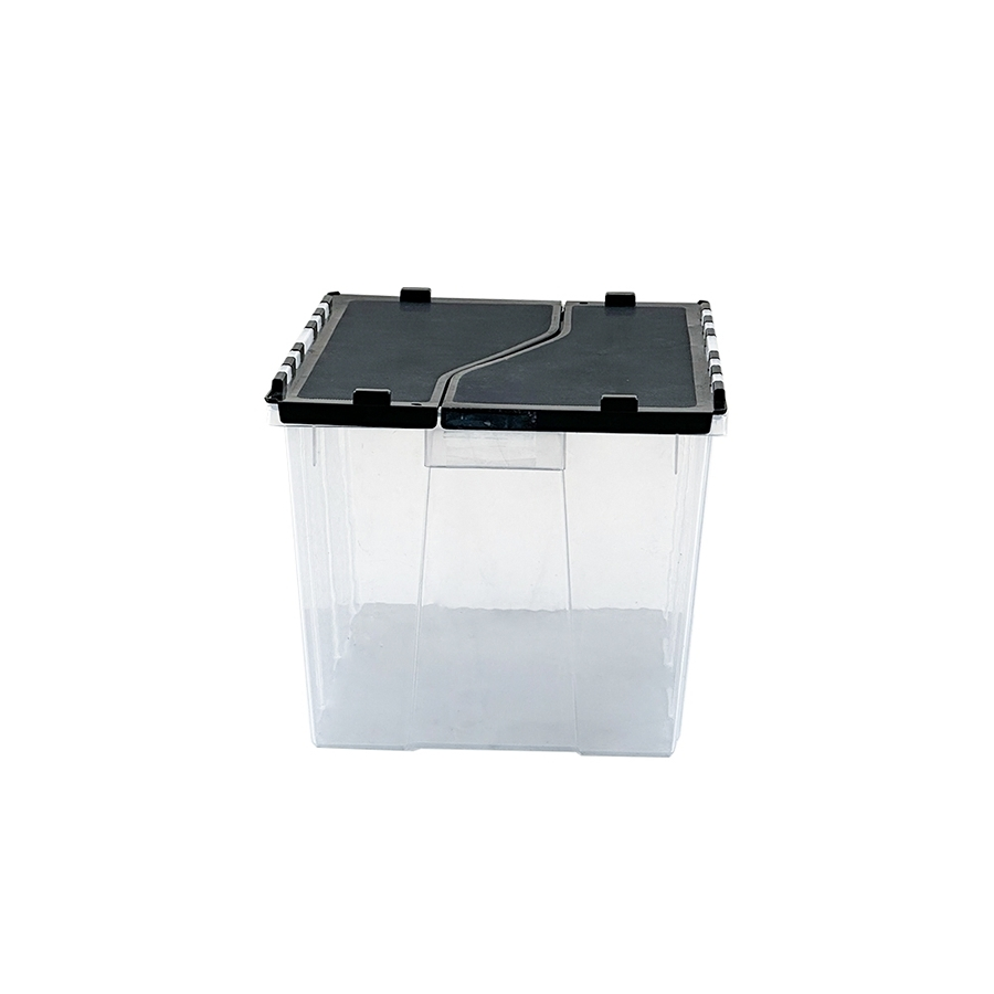 56LTR Transparent Plastic Container Box with Folding Lid