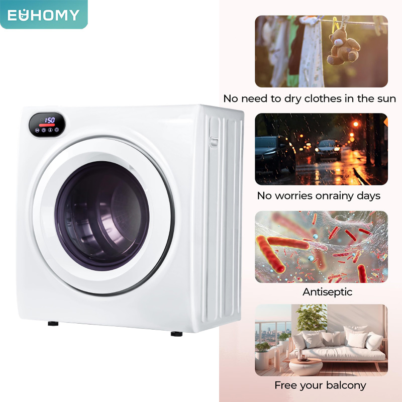 Compact Laundry Dryer with Stylish Stainless Steel Design and Efficiency