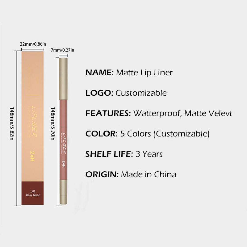 Private Label Lipstick Pencil Beauty Makeup Cosmetic Long Lasting Waterproof Matte Lip Liner