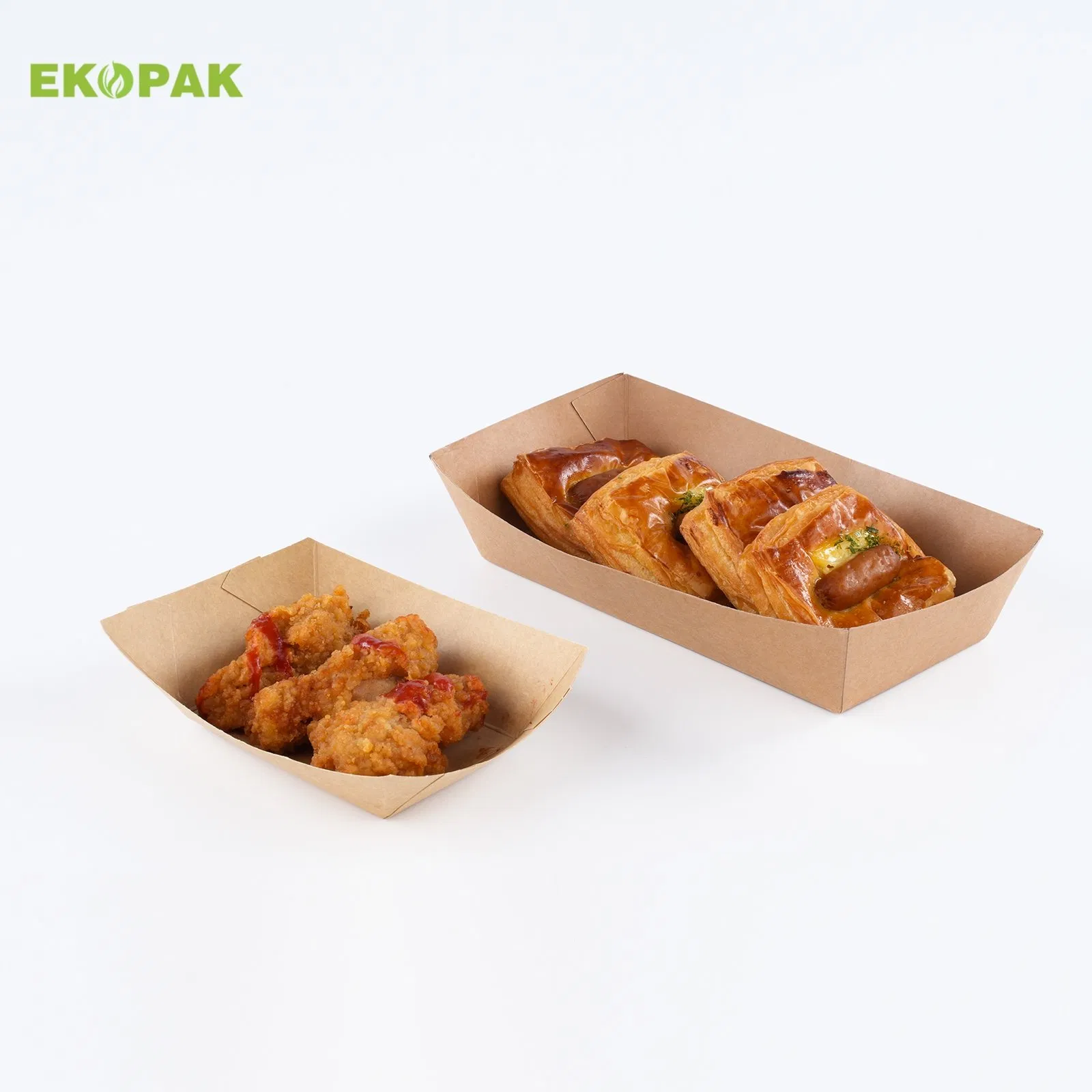 Paper Food Tray Disposable Kraft Paper Food Serving Tray Bulk Brown for Nachos Tacos BBQ Fries