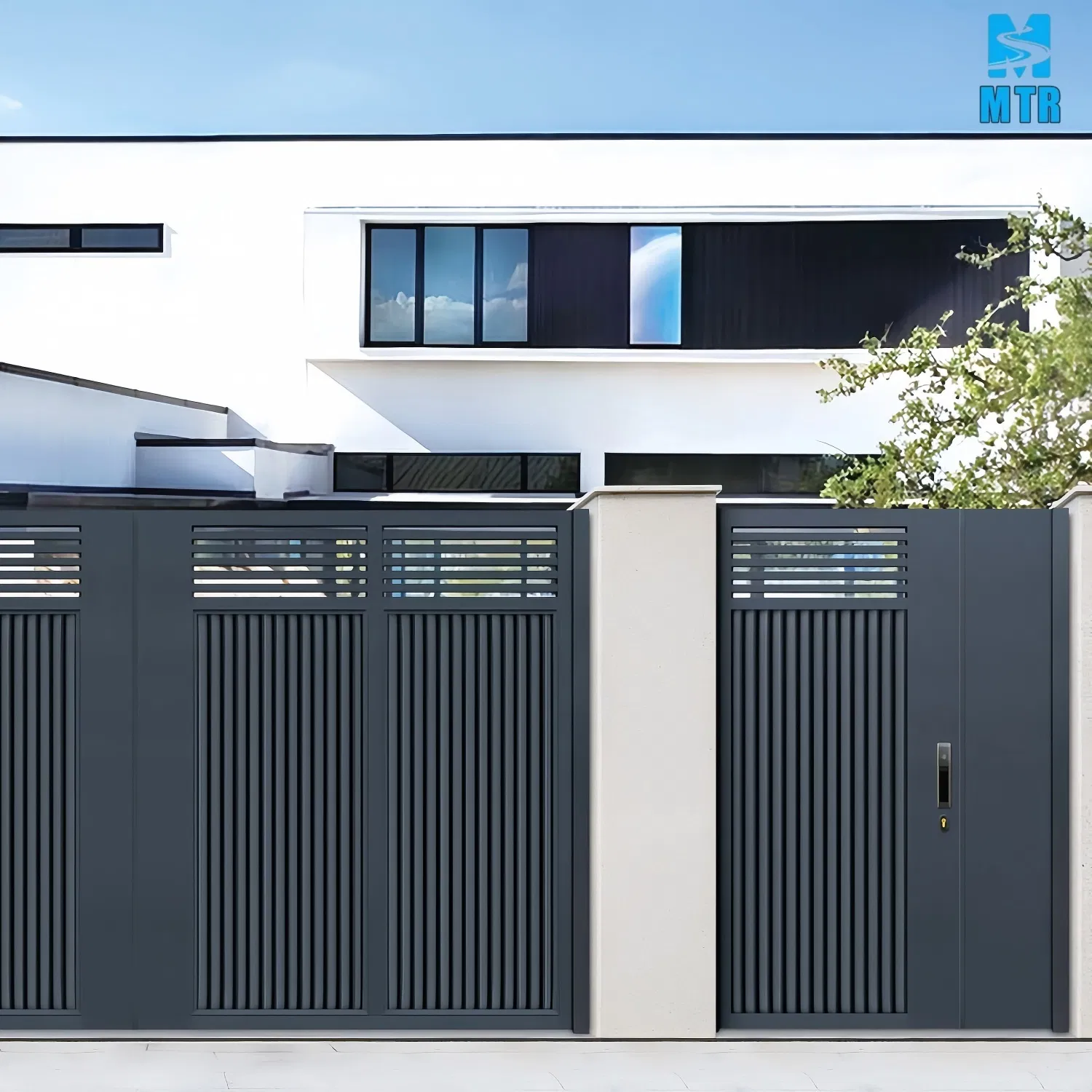 House Swing Gates Electric Automatic Modern Design Metal Exterior Entrance Gate Aluminium Sliding Gates