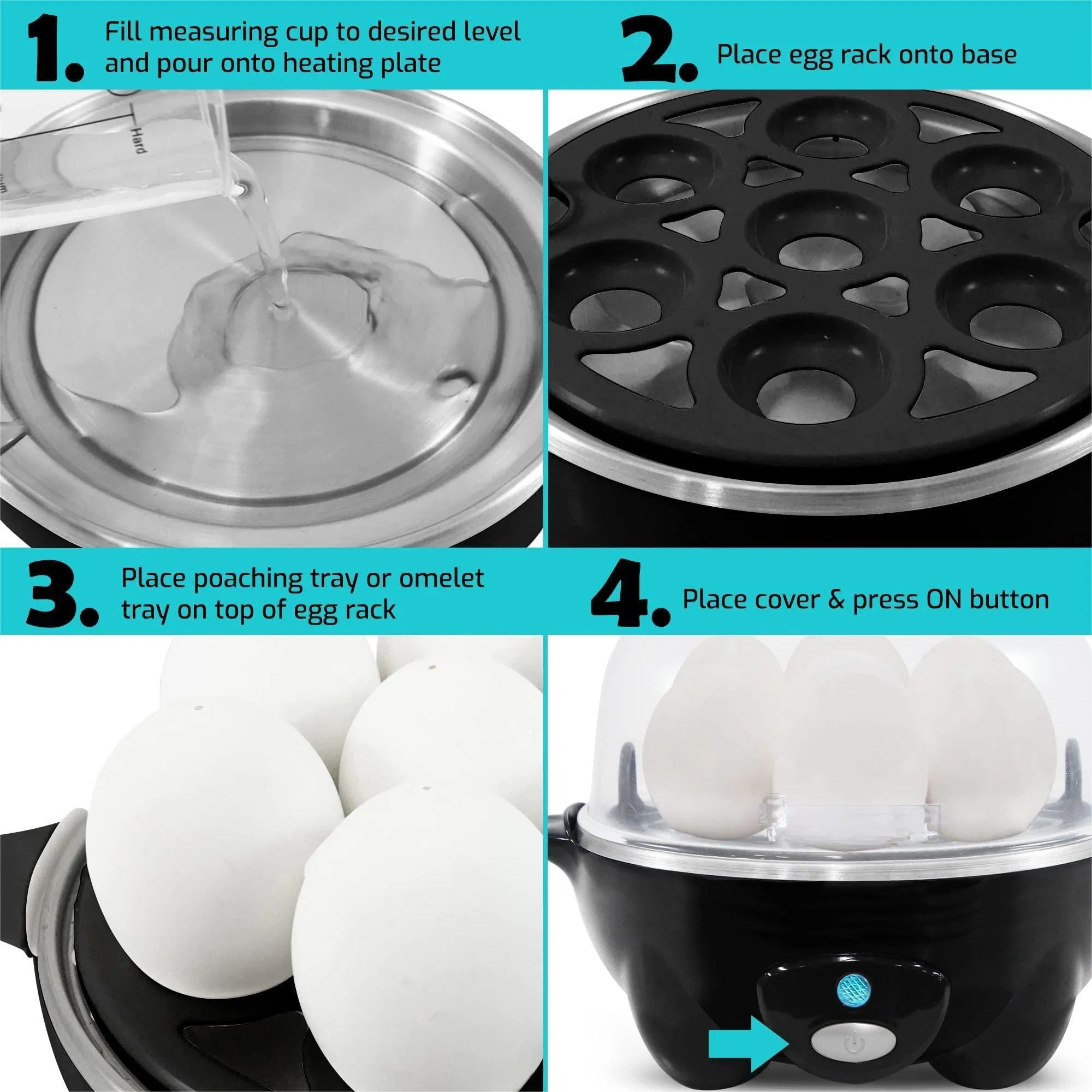 Hot Sale Auto Shut-off Soft Boiled Hard Easy-to-Peel Rapid Egg Cooker Boiler