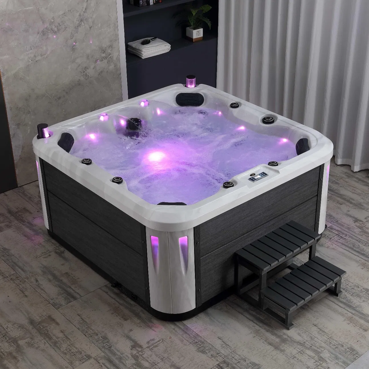 Family Share 4-6 People Gold Black Outdoor Luxury Garden Hot Tub with Hydro Jacuzzis