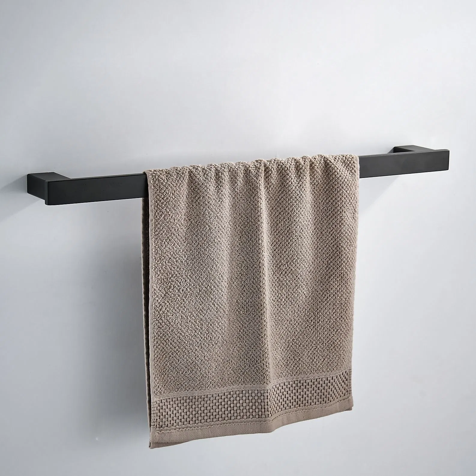 4 Pieces Square Matte Black Wall Mounted Bathroom Accessories Set