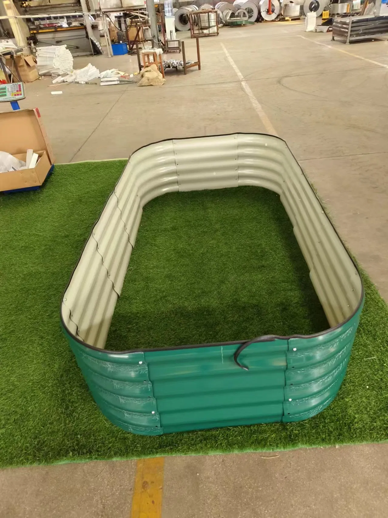 Высокая круглая грядка из гофрированного металла, белая