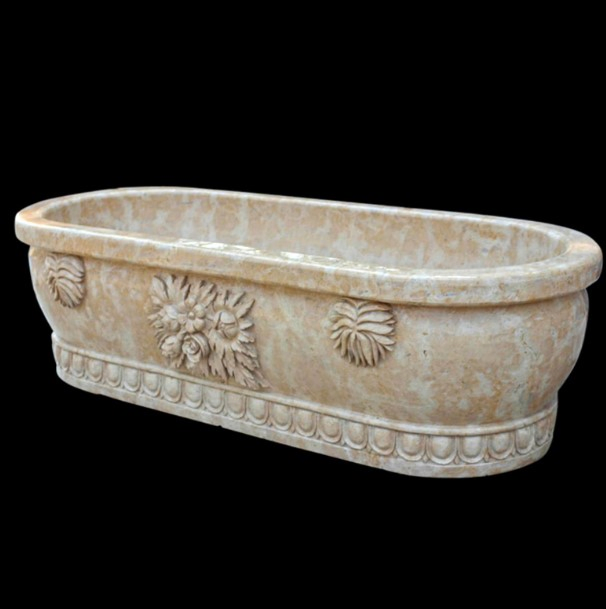 Home Using Carved Natural Stone Bathroom Bathtub