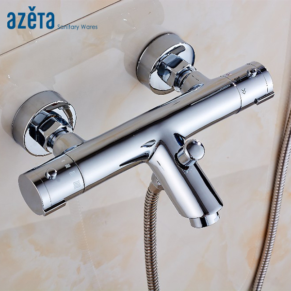 Modern Chrome Bathroom Thermostatic Bath Shower Mixer Tap with Diverter