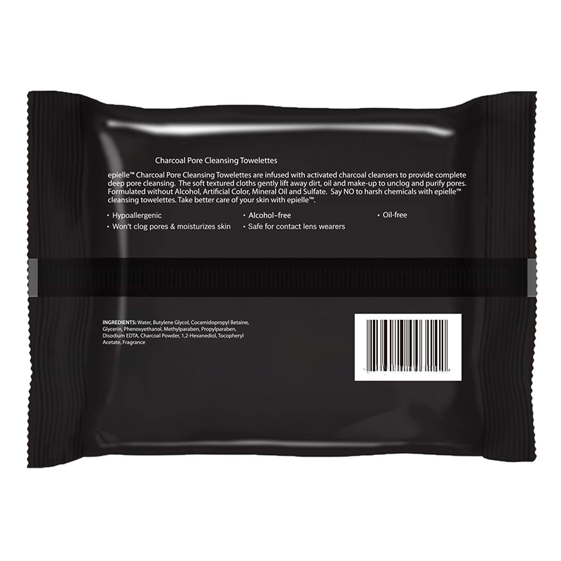 Charcoal Formula Deep Cleaning Detoxifying Exfoliating Facial Wipe Daily Cleansing Face Wipe Makeup Remover Towelettes Wet Wipes for Travel
