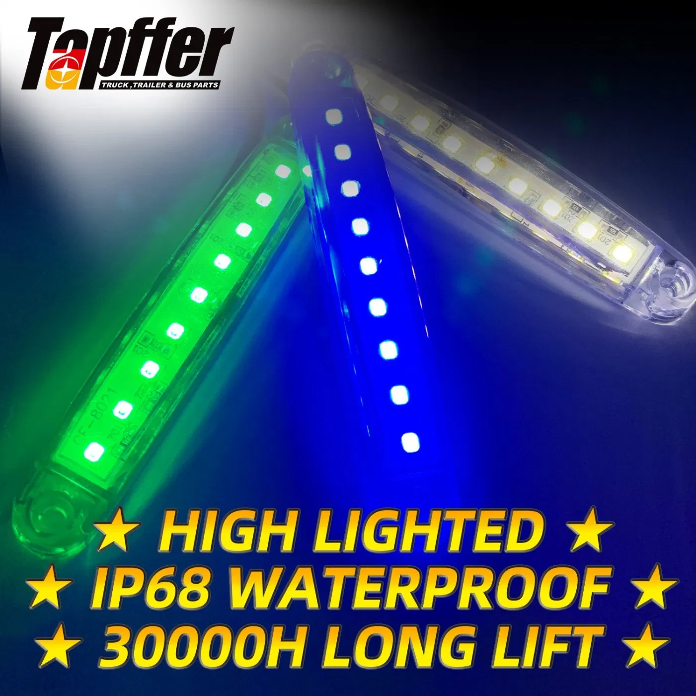 LED-фары для грузовиков и прицепов, боковые габаритные огни 12В/24В