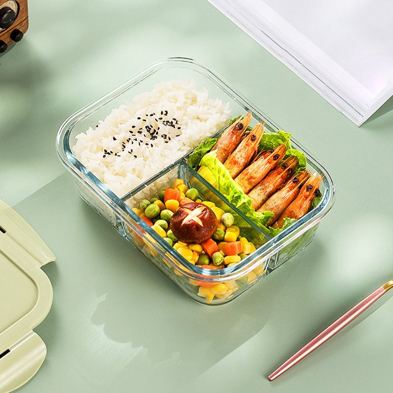 Glass Food Containers Lunch Box Multifunction Square Food Containers Glass Food Containers with Airtight Lock Lids