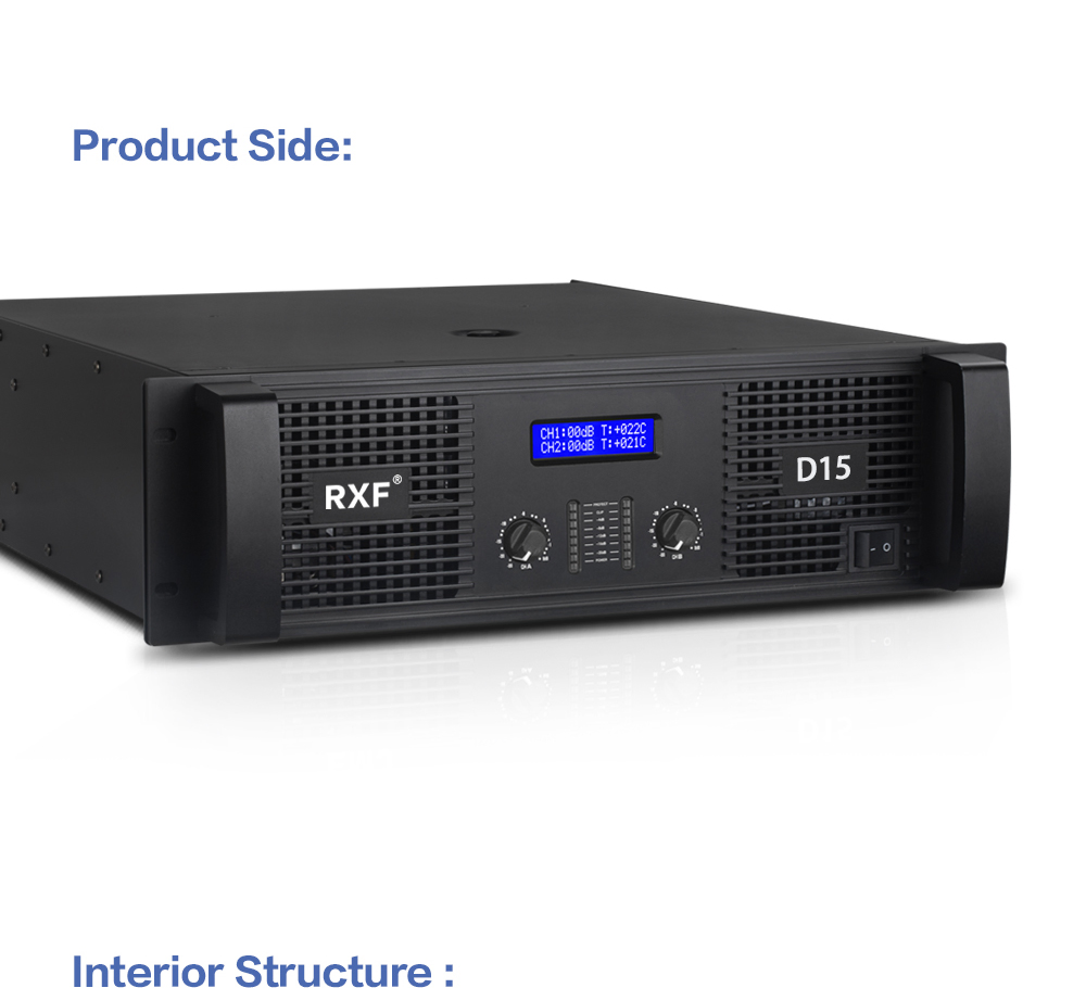D15 3000 Watts 2CH Class H Professiona Audio Power Amplifier with 3 Steps Circuitry