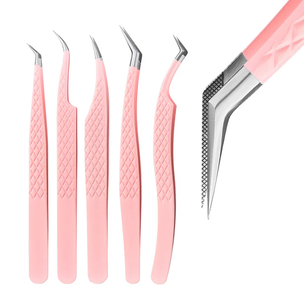Professional Fiber Tip Eyelash Tweezer Volume Lash Tweezers Fiber Tip Set