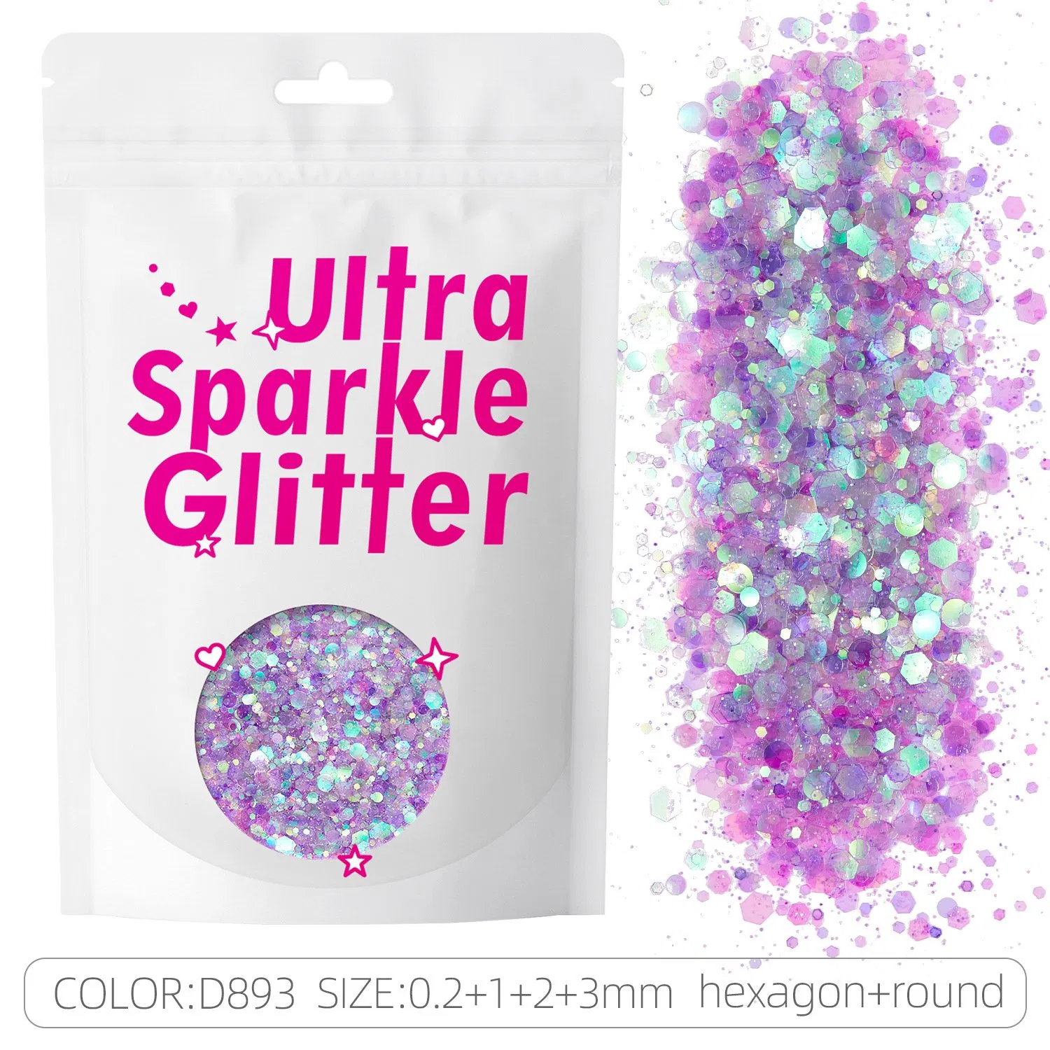 Eco-Friendly Cosmetic Holographic Chunky Glitter Chameleon Loose Mixed Ultra Sparkle Glitter Bulk