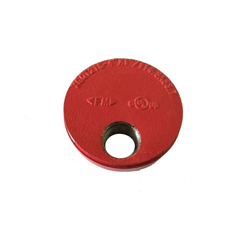 Manufacturers Supplier Custom Logo Ductile Cast Iron Grooved Pipe Fitting End Cap with Eccentric Hole