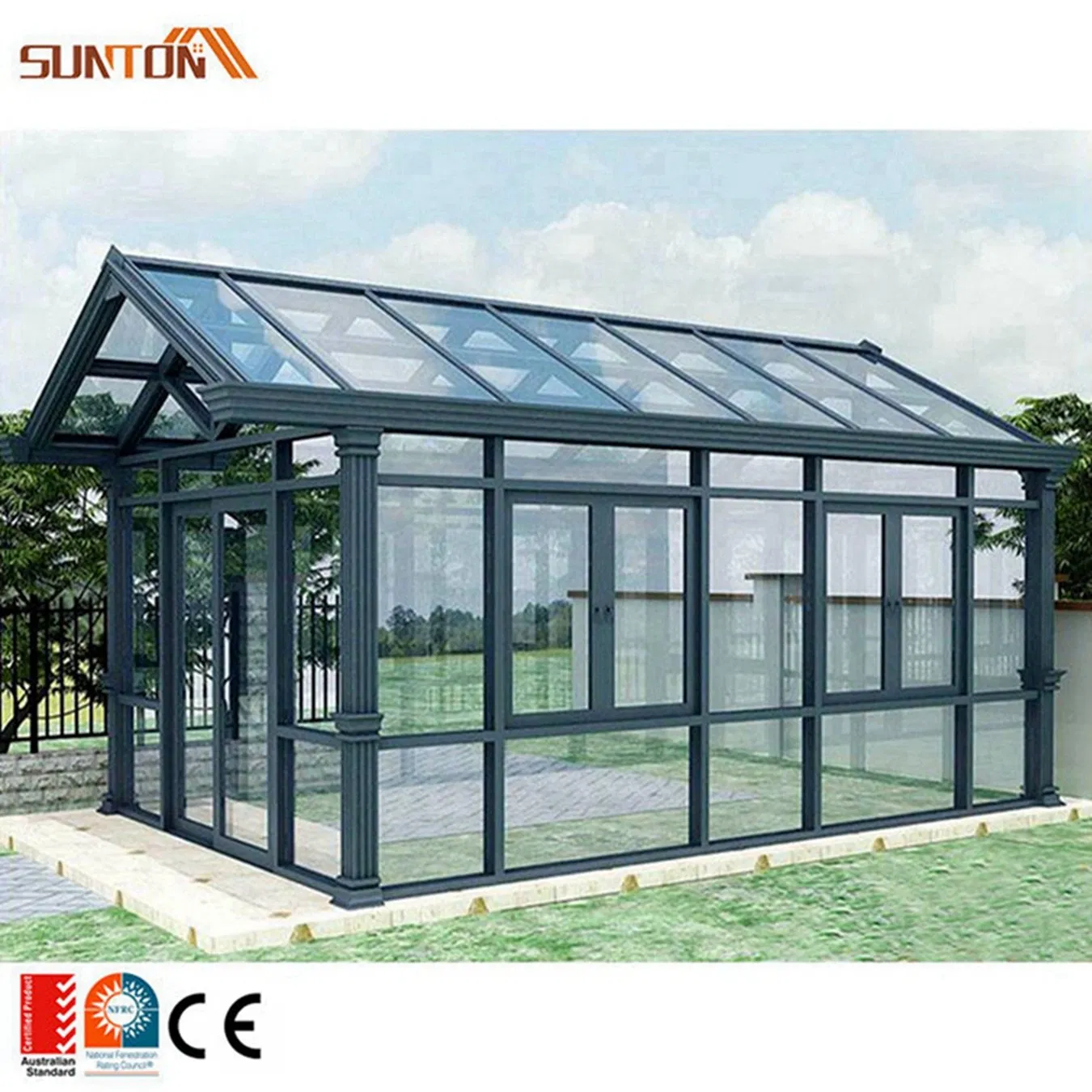 Modular Prefab Four Season Solarium Hollow Sun House Aluminum Sun Room Solution Glass Sunroom