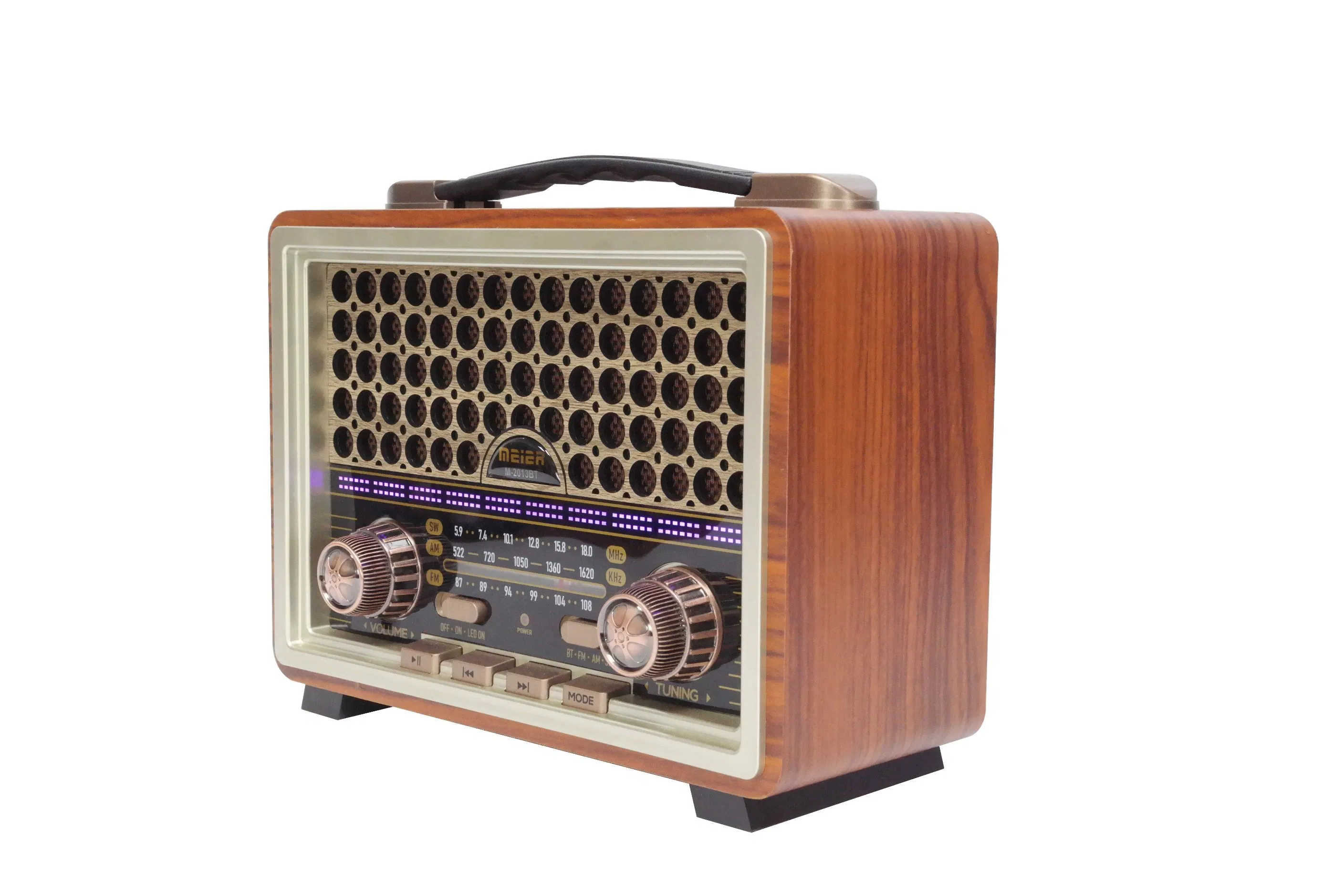 Voice Recorportable 3-Band Am FM Sw Radio, TF Card and MP3 Player, Rechargeable Speaker, Bluetooth Retro Design Bluetooth, Consumer Electronics Meier M-2013bt