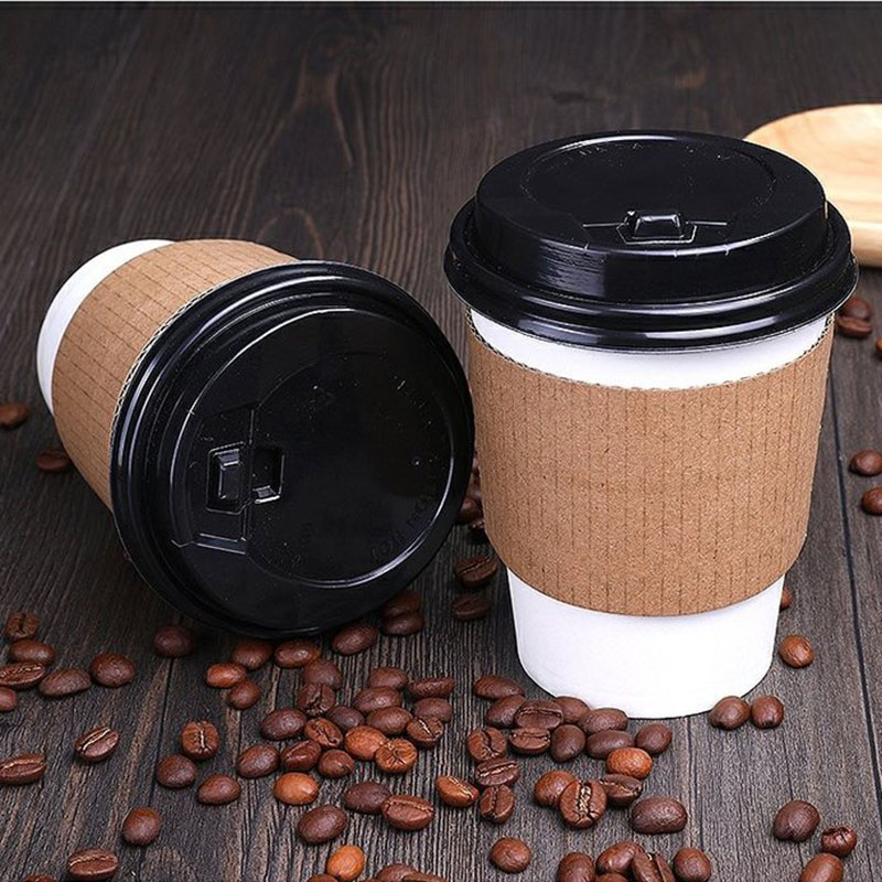 Biodegradable OEM Custom Logo Disposable Single Double Ripple Wall Hot Coffee Paper Cup with Lid