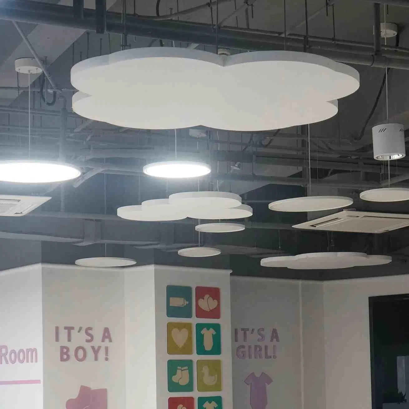 Curved Wave Sound-Absorbing Panels Glass Fiber Wool Suspension Acoustic Ceiling