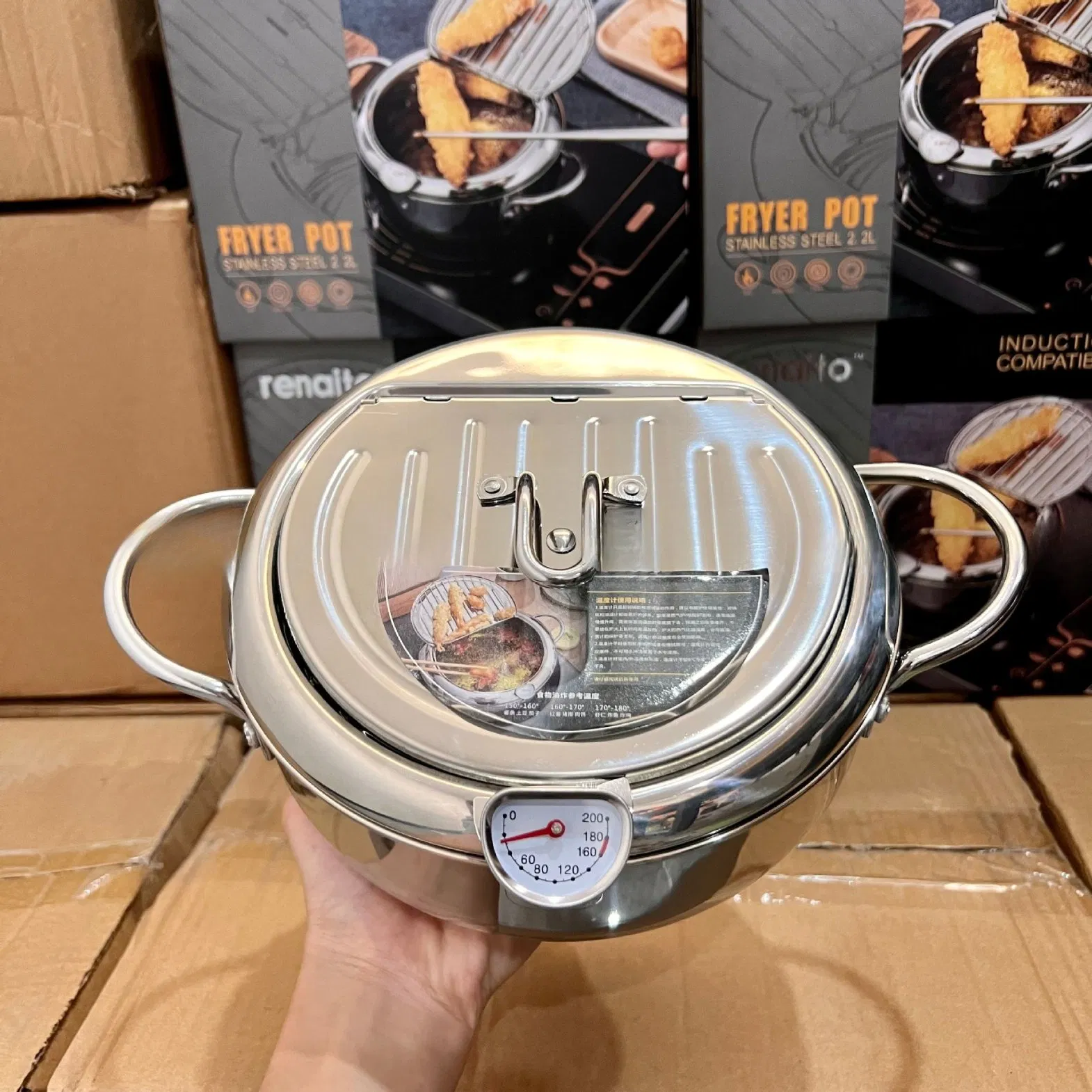 Japanese-Style Deep-Frying Oil Filter Pan Specifically Tempura Cooking Pot