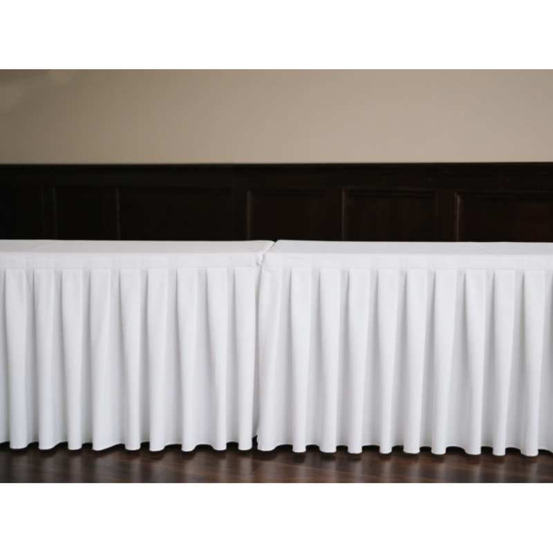 Custom Pleat Premium Inherently Fire Resistant Table Skirt for Wedding Hotel Party