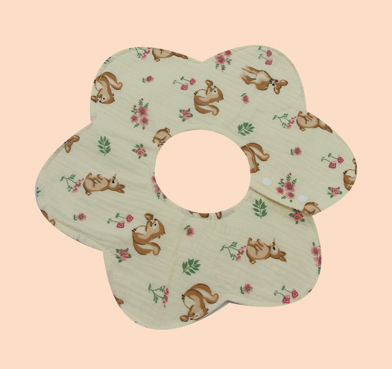 New Infant and Toddler Bib Waterproof Gauze Bib 360-Degree Rotatable Newborn Saliva Towel Petal-Shaped Bib