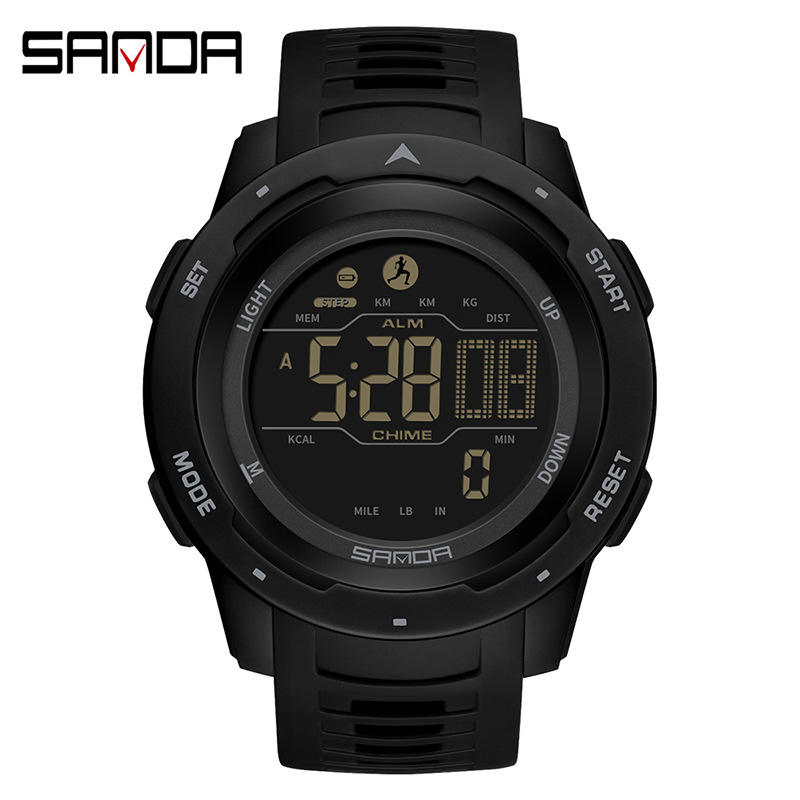 Sanda 2145 Calorie Pedometer Alarm Clock Digital Sports Shockproof Smart Watch
