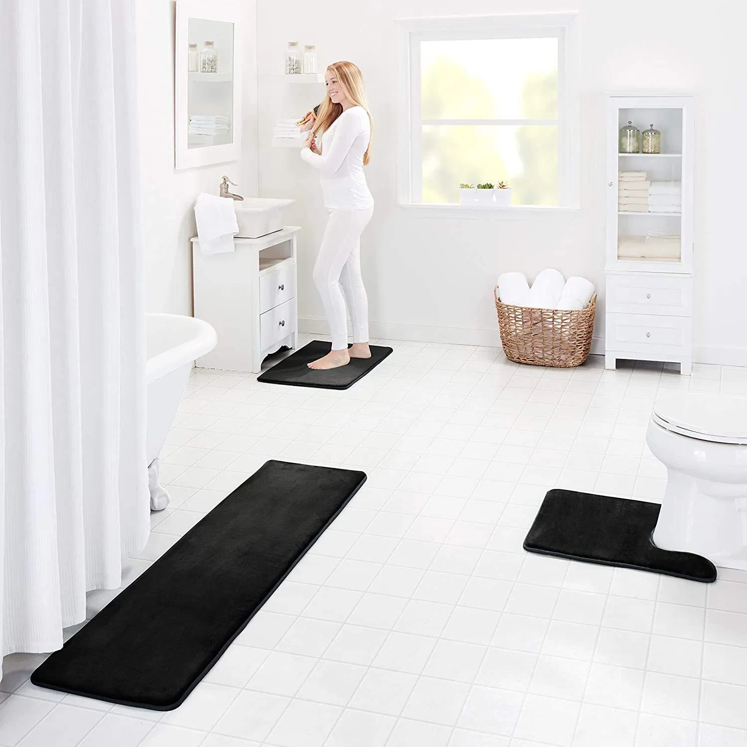 Non Slip Absorbent Memory Foam Velvet Bathroom Carpet Bath Rug Mat