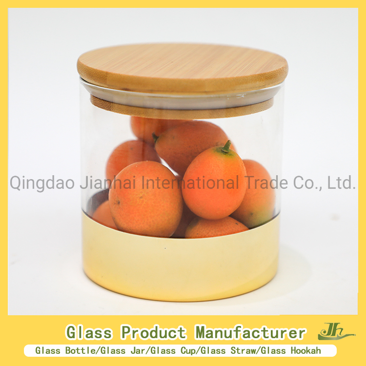 Стеклянная банка для хранения с бамбуковой крышкой