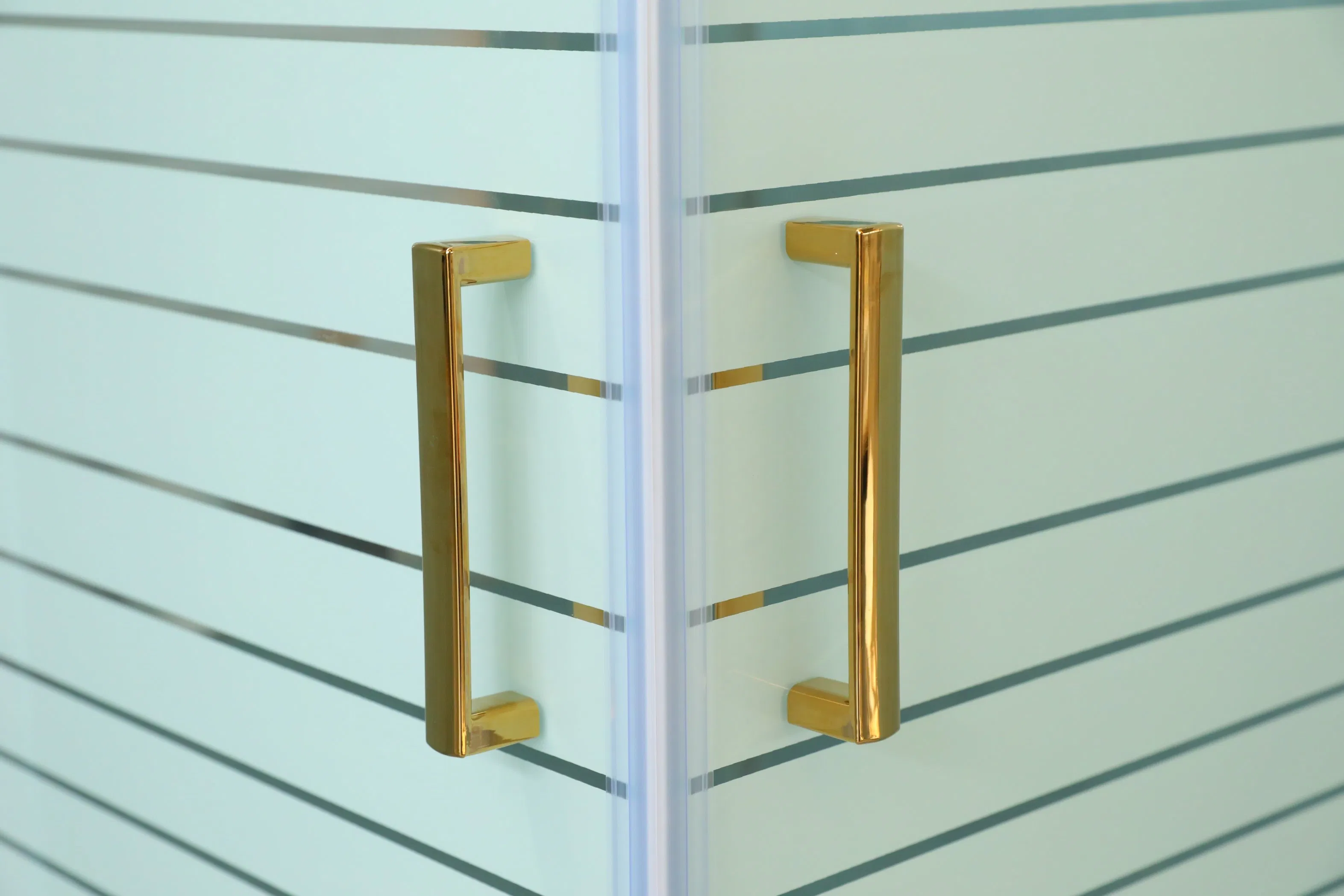 Factory Price Shower Enclosure White Line Tempered Glass Gold Frame Shower Cabin