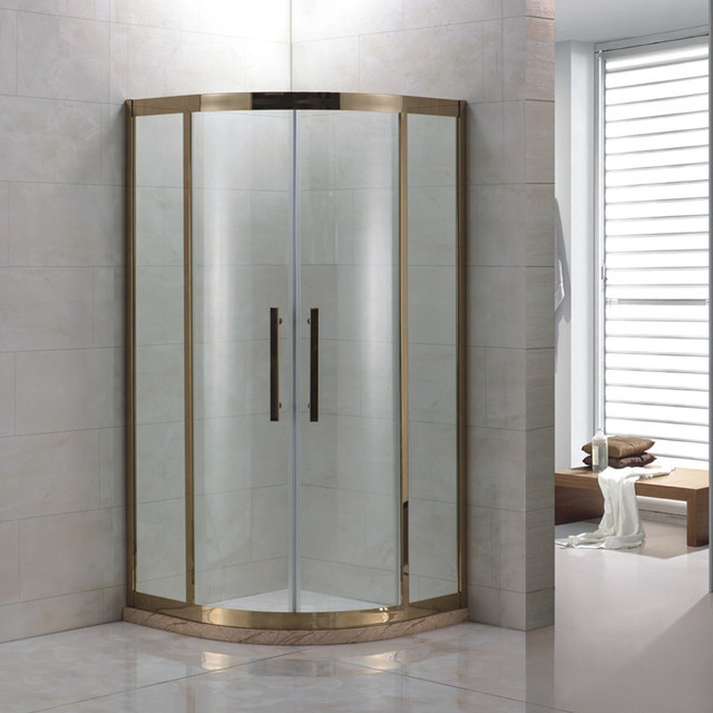Bathroom Corner Tempered Easy Clean Glass Sliding Shower Door Simple Shower Enclosure Black Frame