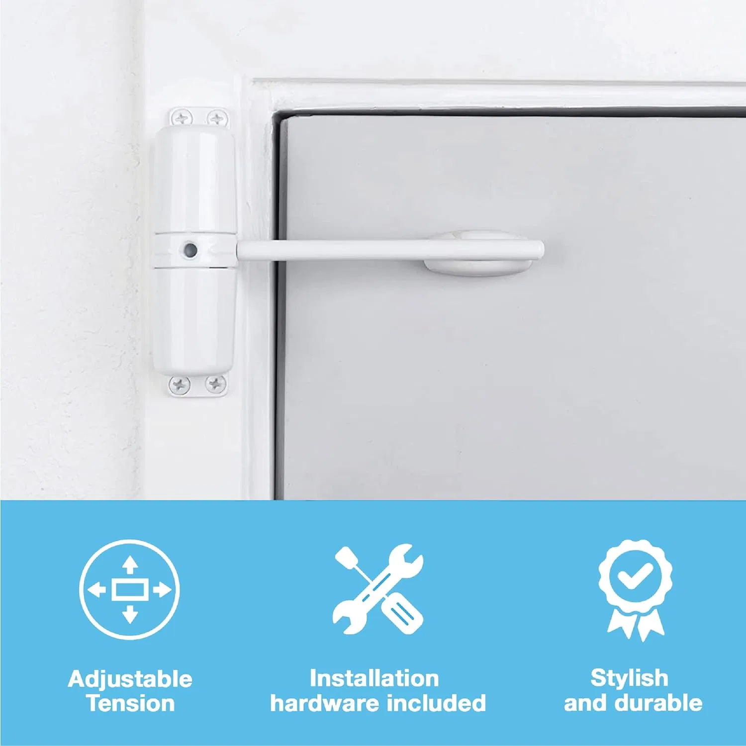 Interior Doors, Basement Doors, Doors Between Garage and Home, Vertical Interior Door Closer, White
