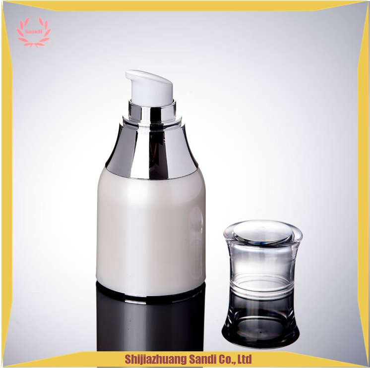 Luxury Pearl White 30ml 50ml 100ml Lotion Airless Plastic PETG Bottle with Pump