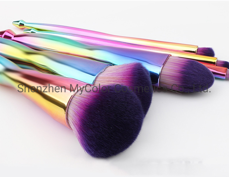 6PCS Plating Makeup Brushes Portable Gradient Cosmetics Powder Angled Eyeshadow Brush