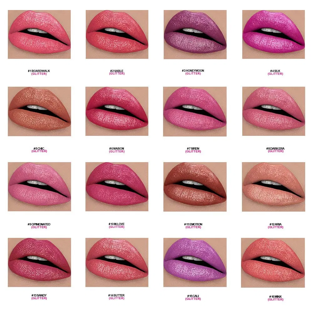 Private Label Cosmetics Vegan Waterproof Lip Stick Custom Logo Fashion Makeup Pink Glitter Lipstick