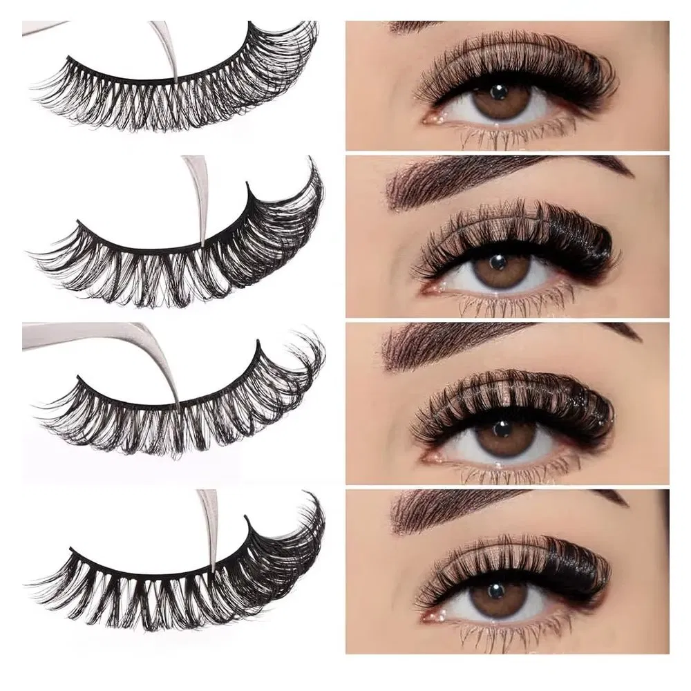 New Trend D Curly Mink Eyelash D C Curl Russian Volume False Eyelash Strips, Wholesale Double 3D Faux Mink Eyelashes Vendor