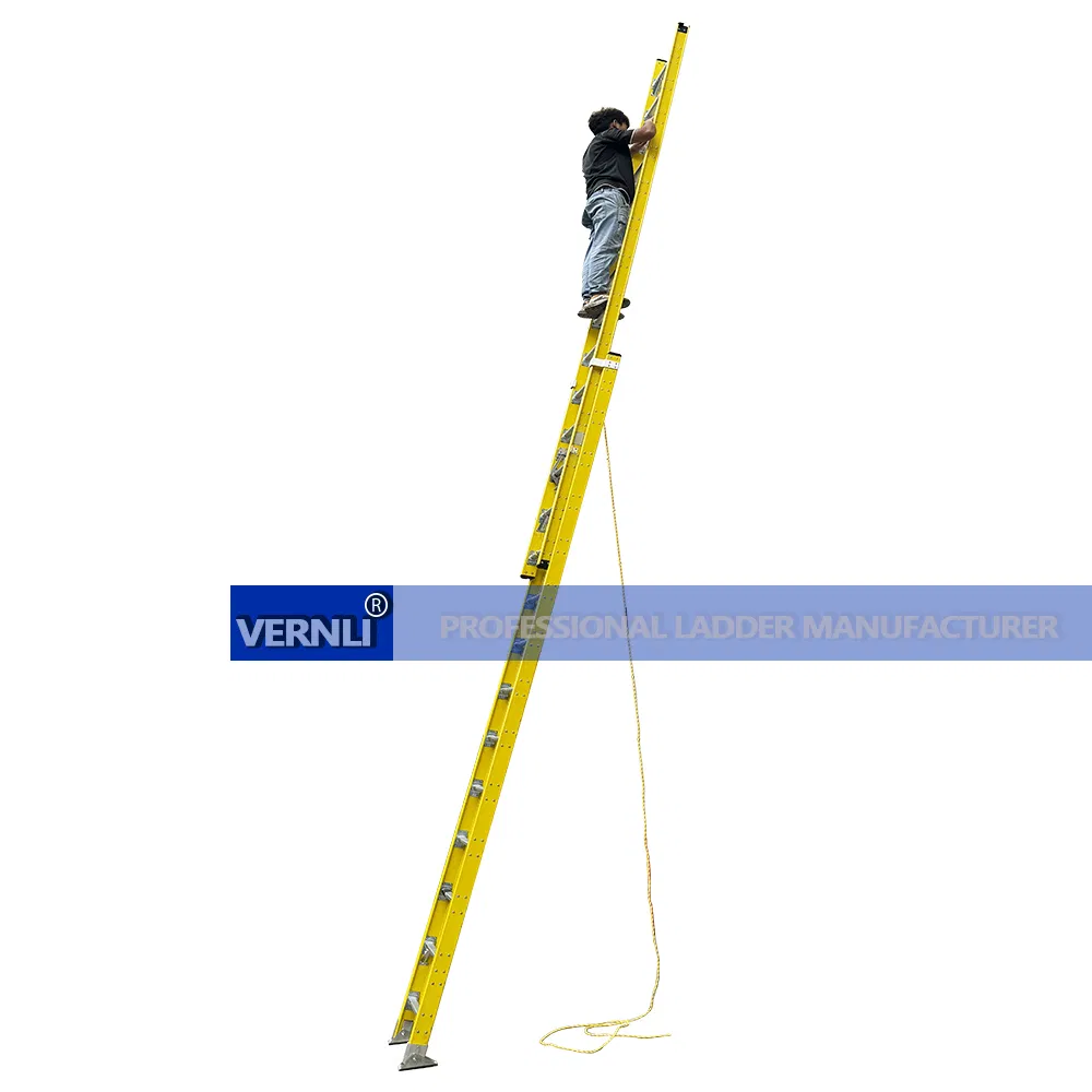 Factory Wholesale Portable Fiberglass Dielectric Retractable Ladder ANSI Standard