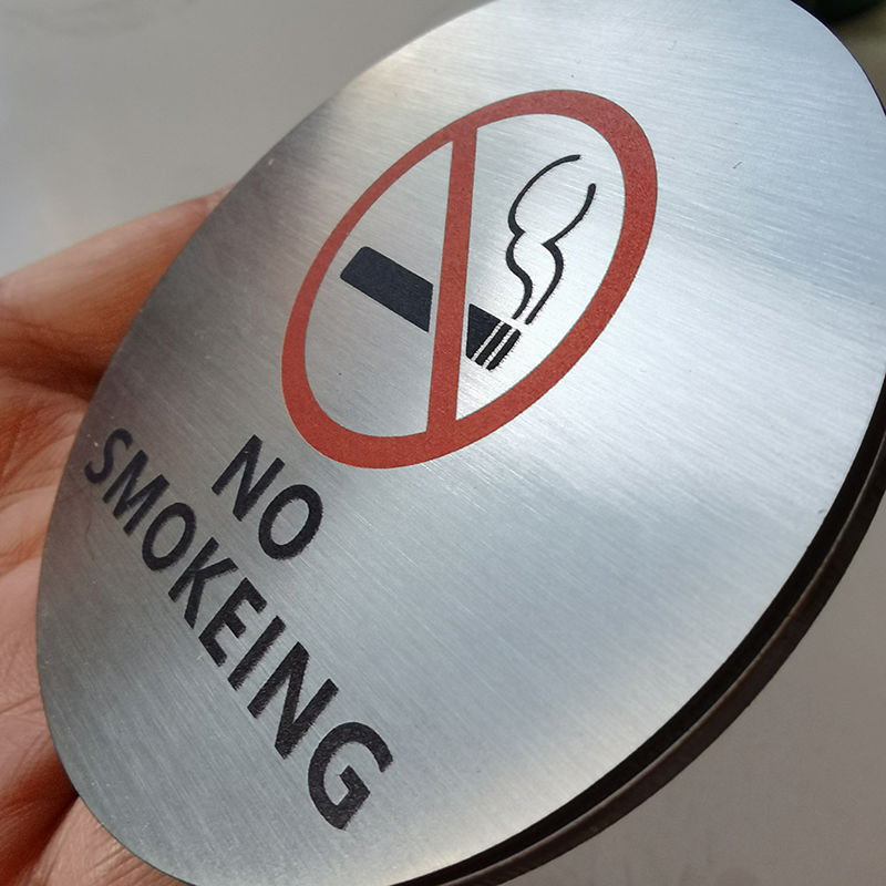 Round Stainless Steel No Smoking Sign for Office