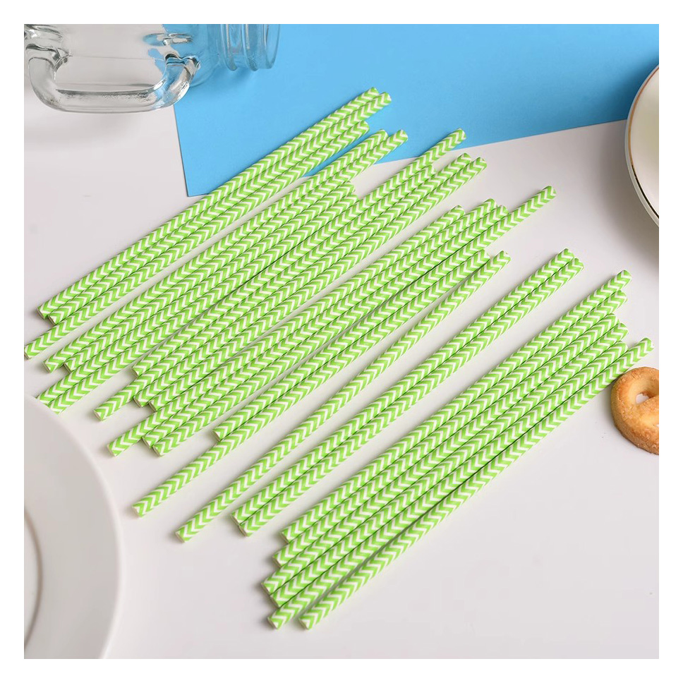 Custom Printing Disposable Biodegradable Kraft White Individually Wrapped Halloween Christmas Paper Straw for Bubble Tea Boba Drinking