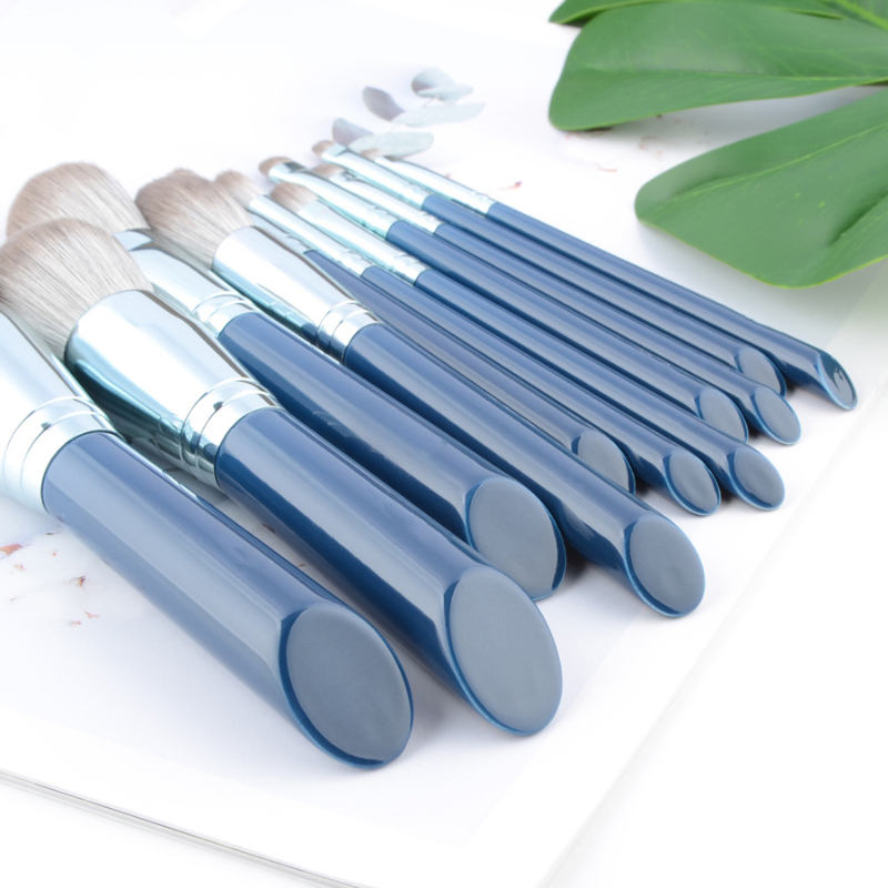 Professional 11PCS Blue Makeup Brushes Make up Brush Tools Kit Foundation Set Powder Blushes