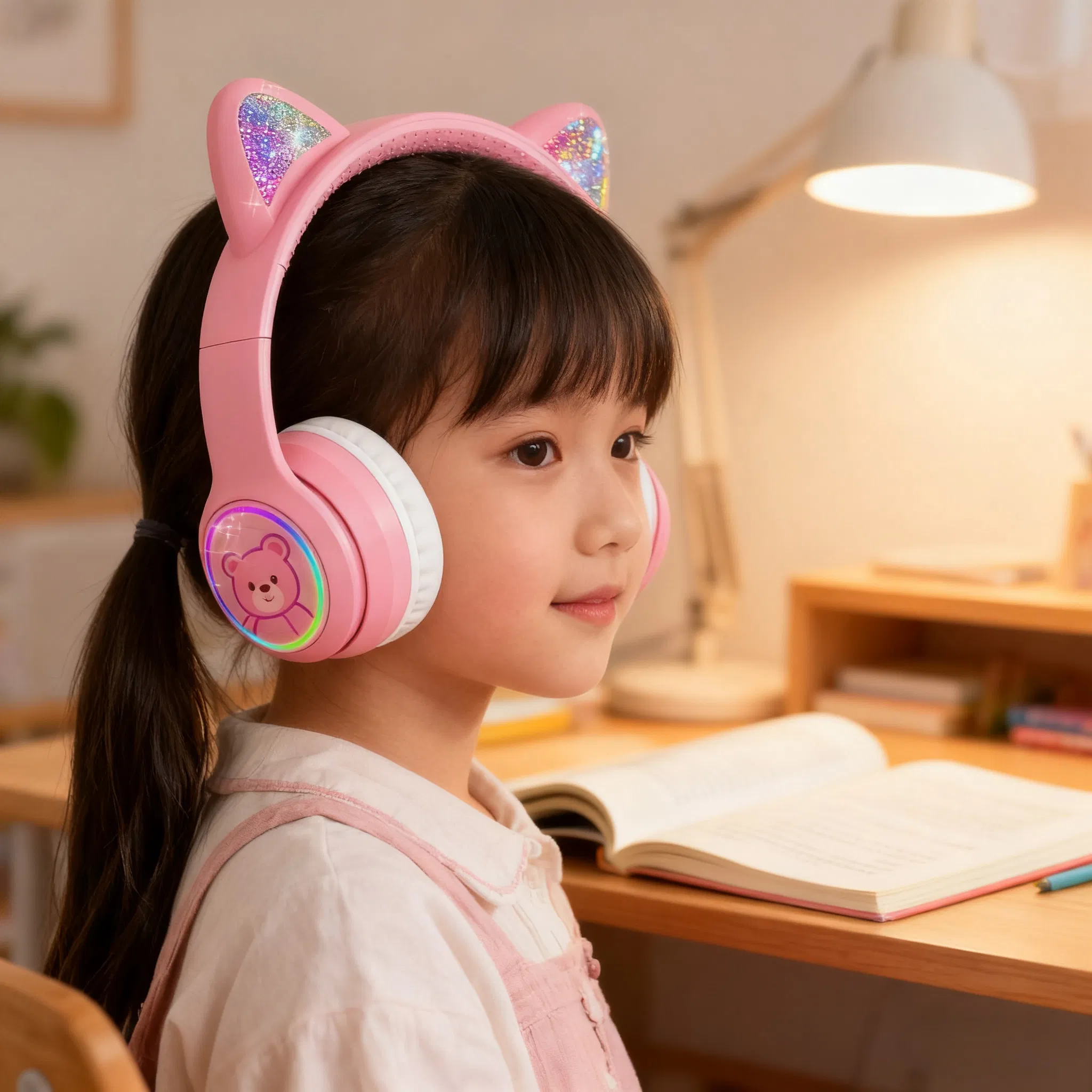 Детские беспроводные наушники с микрофоном и подсветкой