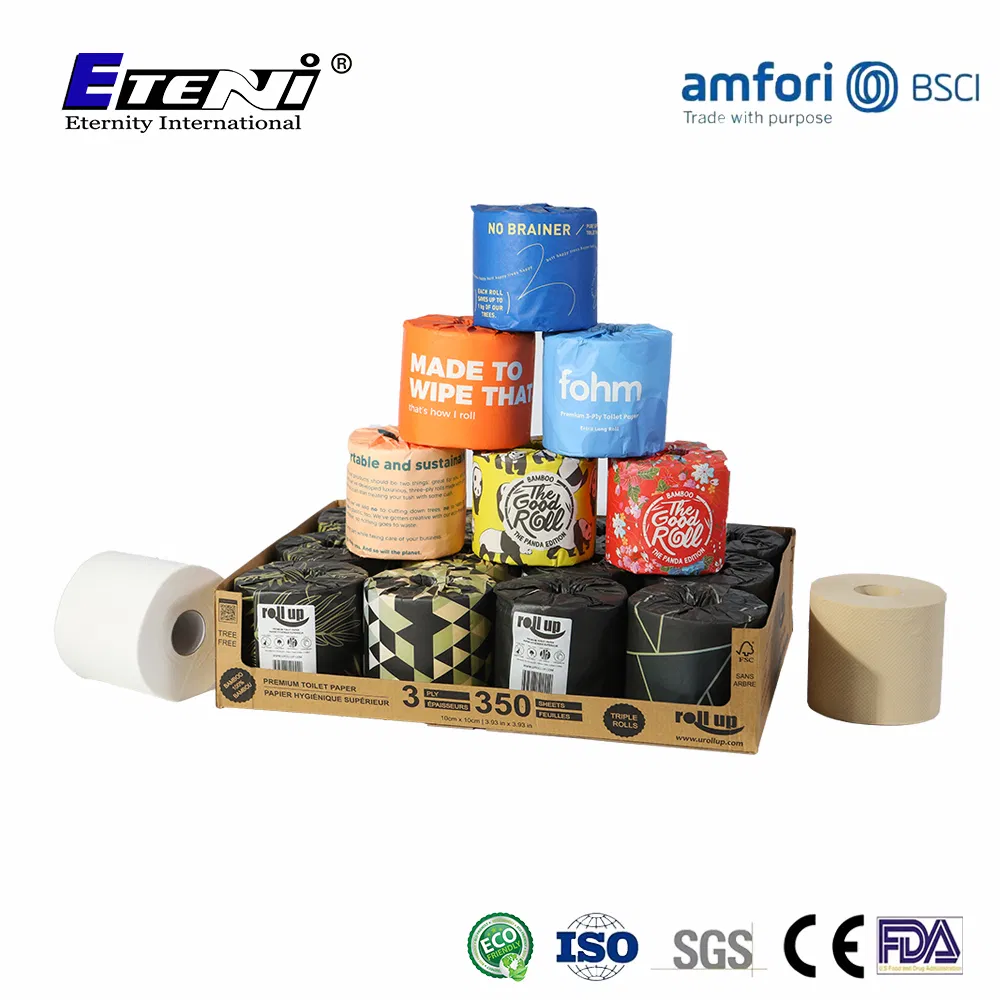 OEM/ODM Factory Eco-Friendly Customizable 2ply/3ply Wholesale Bamboo Toilet Tissue Paper for Bathroom/Hotel/Home