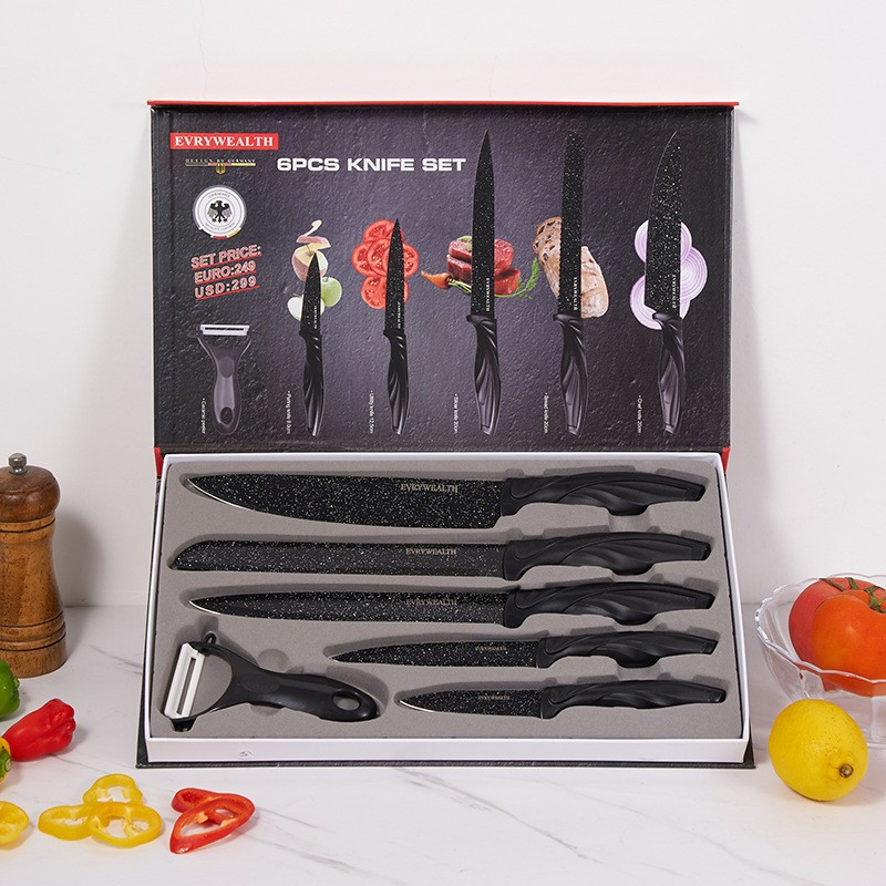 2024 Ceramic Kitchen Knife Set of 6 Sharp Blade Cutlery Peeler
