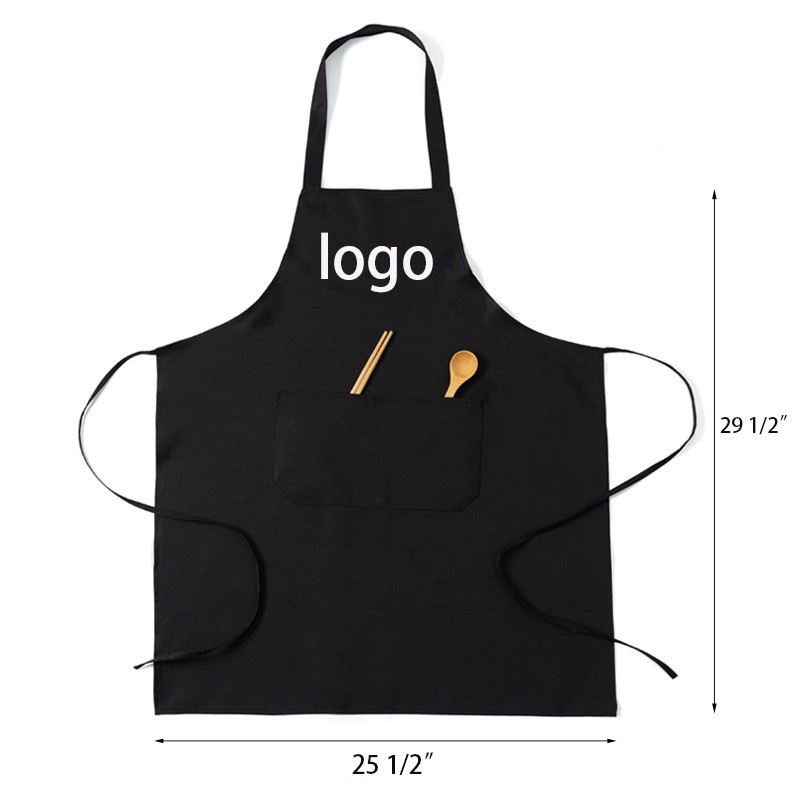 Apron for Chef Kitchen Use Custom Logo Printed Canvas Cotton Apron for Restaurant Milk Tea Cafe Waiter