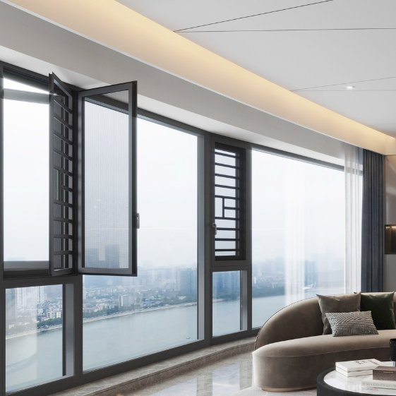 Double Glazed Soundproof Air Tightness Aluminium Casement Window Profile