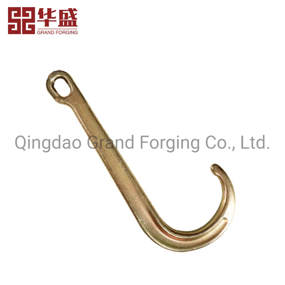 China Factory Rigging Hardware Hot Forging Parts Chain Accessories Forged G70 Alloy Steel 15" J Hook Lifting Eye Hook J Shaped Hook Forged Ring and Hook