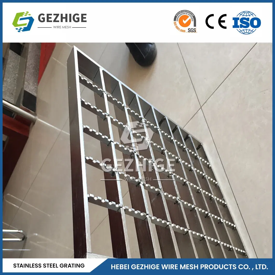 Gezhige Stainless Steel Serrated Welded Bar Grating Manufacturers Mild and Stainless Steel Grating China 25X3 25X4mm Bearing Bar Stainless Steel Grating