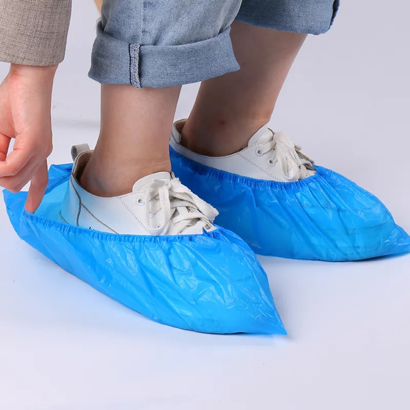 Protective Waterproof Plastic PE Nonwoven Anti Slip Blue Disposable Shoe Cover