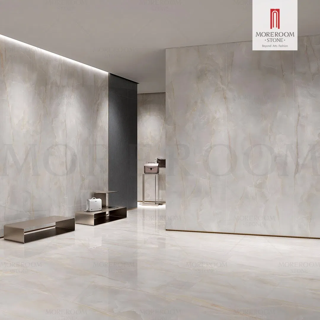 White Jade Onyx Porcelain Sintered Stone Tiles 180X90 Polished Glazed Slab