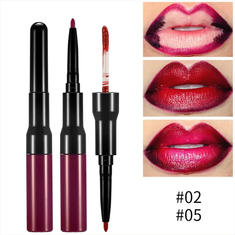 Ditong 2 in 1 Natural Matte Liquid Lipstick Long Lasting Moisturizing Lipliner Lip Gloss